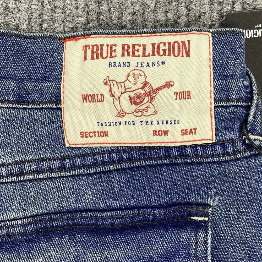 True Religion Jeans Mens 38 Blue Geno Slim Straight Whiskered Y2K Streetwear